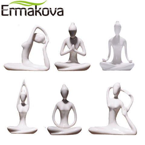 Art Ceramic Yoga Lady Statue